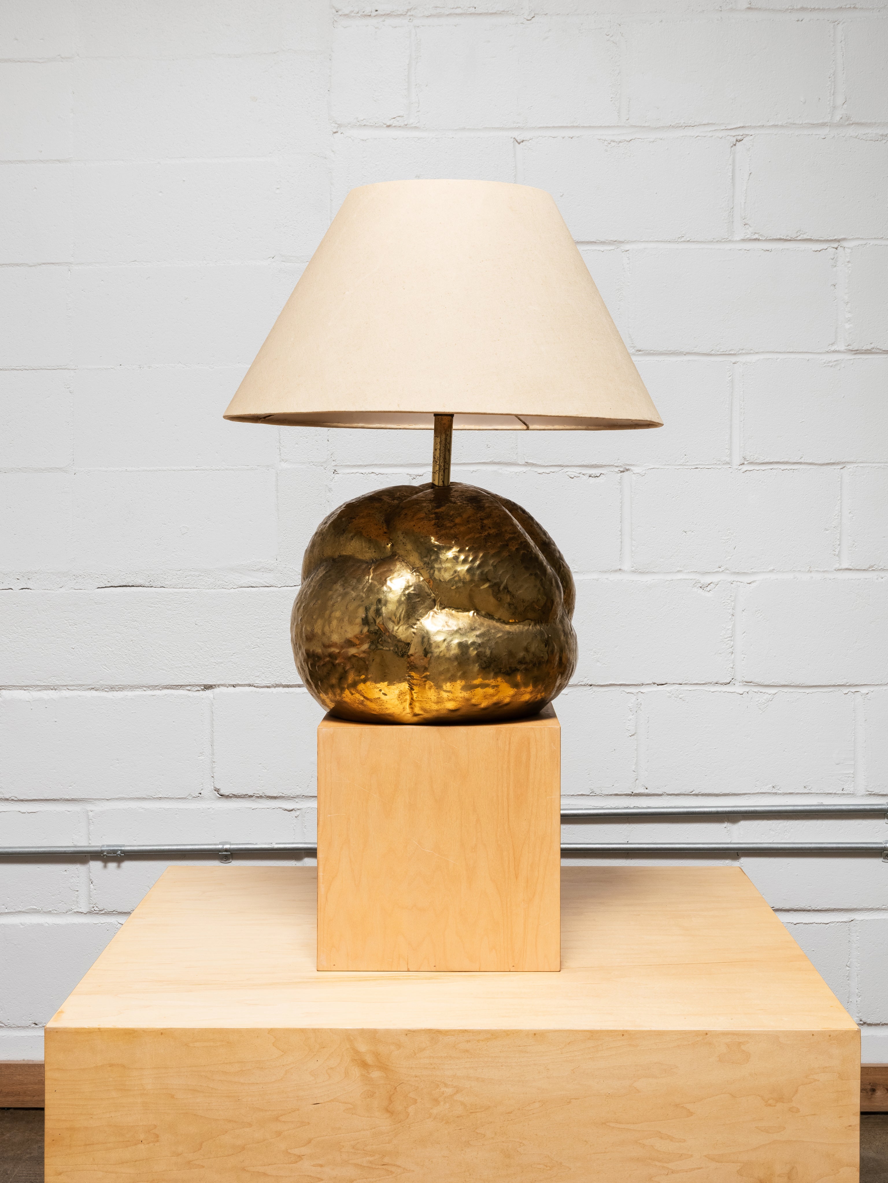 Italian Midcentury Artisan Brass Table Lamp