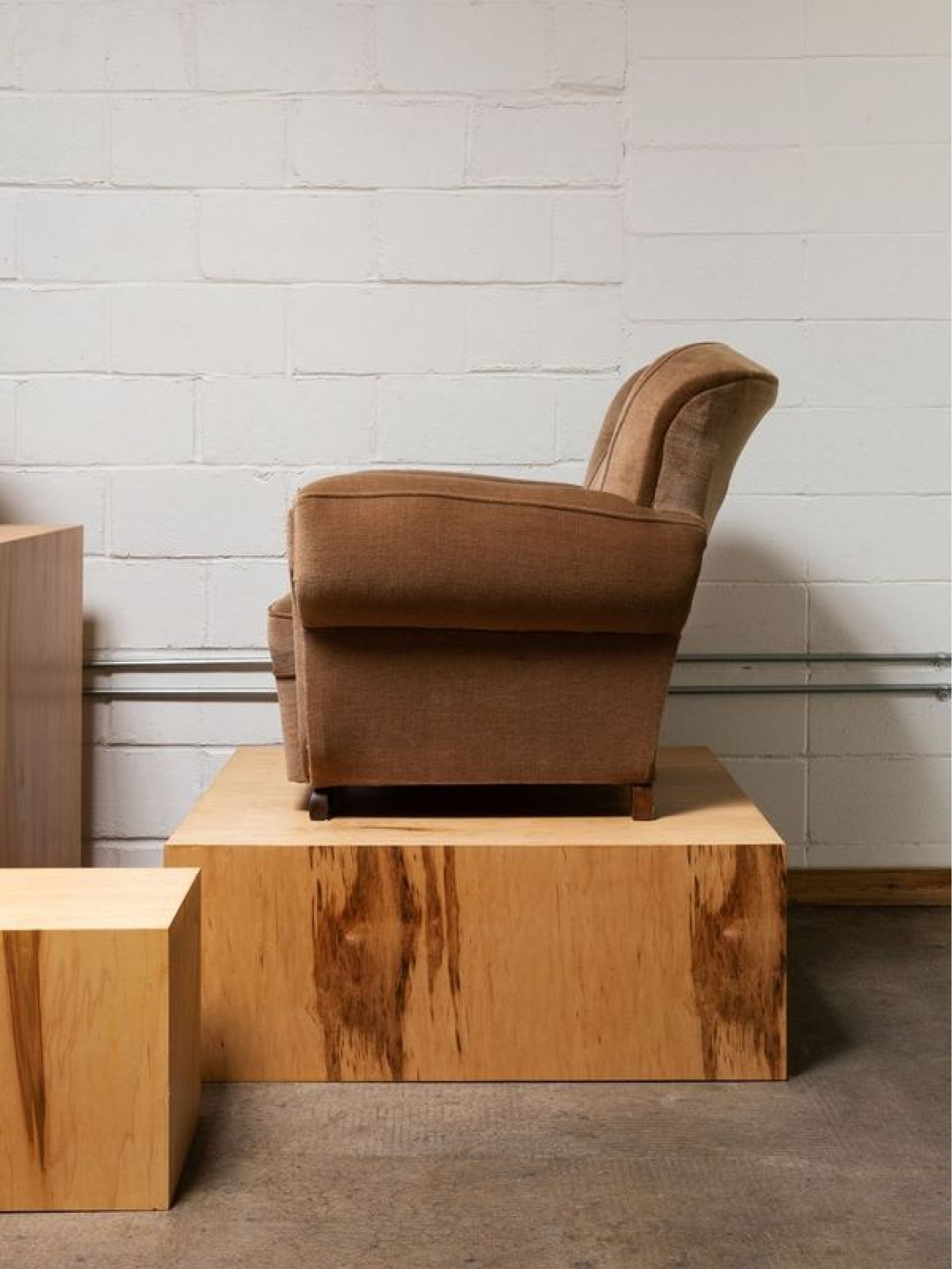 Art Deco Armchair in Brown Mohair